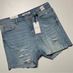 Judy Blue High Rise Cutoff Light Wash side slit Destroyed shorts